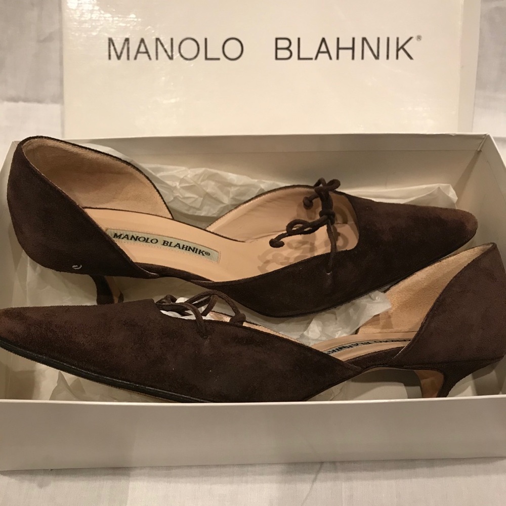 Brown Manolo Blahnik Suede Heels